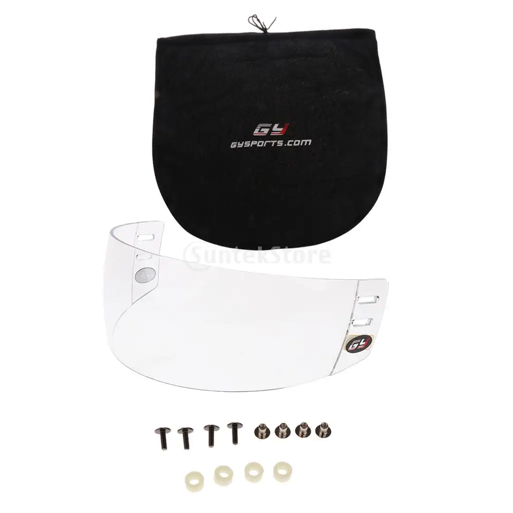 CE Approved Anti-fog Anti-scratch Ice Hockey Visor Shield with Mounting Hardware Plus Dustproof Helmet Equipment Storage Bag | Спорт и