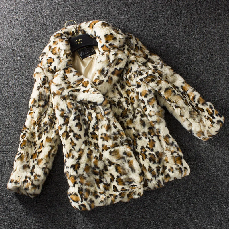 Женское зимнее пальто с леопардовым принтом|rex rabbit fur jacket|rabbit jacketrex jacket |