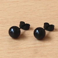 tq8 316 l stainless steel stud earrings black vacuum plating 7mm balls