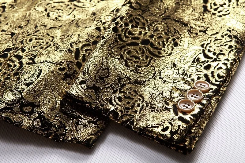 2018 роскошный мужской блейзер с золотым принтом бархатный пиджак Masculino