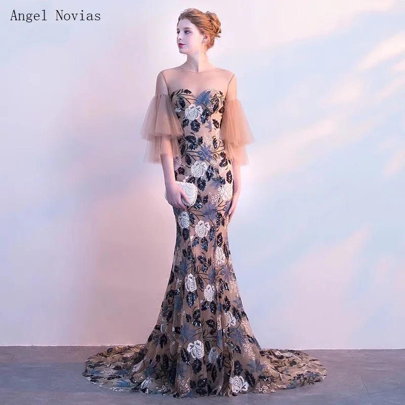Женское кружевное платье с вышивкой Angel Novias Элегантное длинное вечернее в