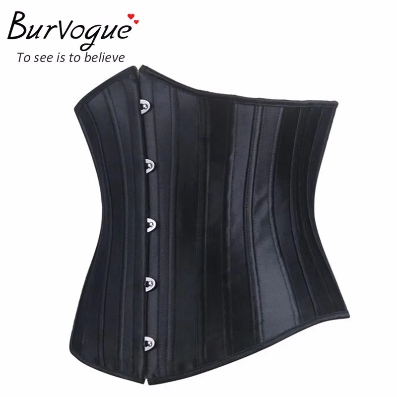 Burvogue корсеты и бюстье сексуальные на стальных косточках под грудью атласный корсет для контроля за животом талии для похудения корсет для женщин
