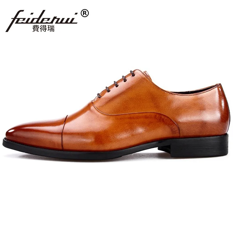 Туфли-оксфорды мужские из натуральной кожи с острым носком на плоской подошве |