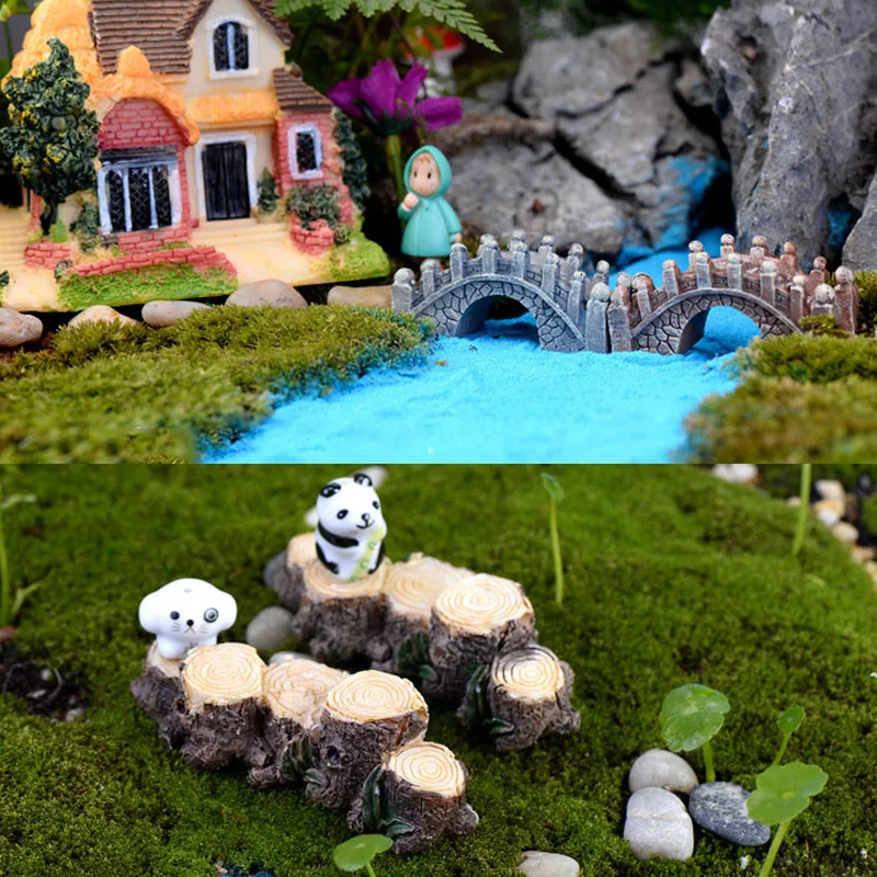 Маленькая полимерная миниатюра с мостиком Мохом микроландшафтом маленькие