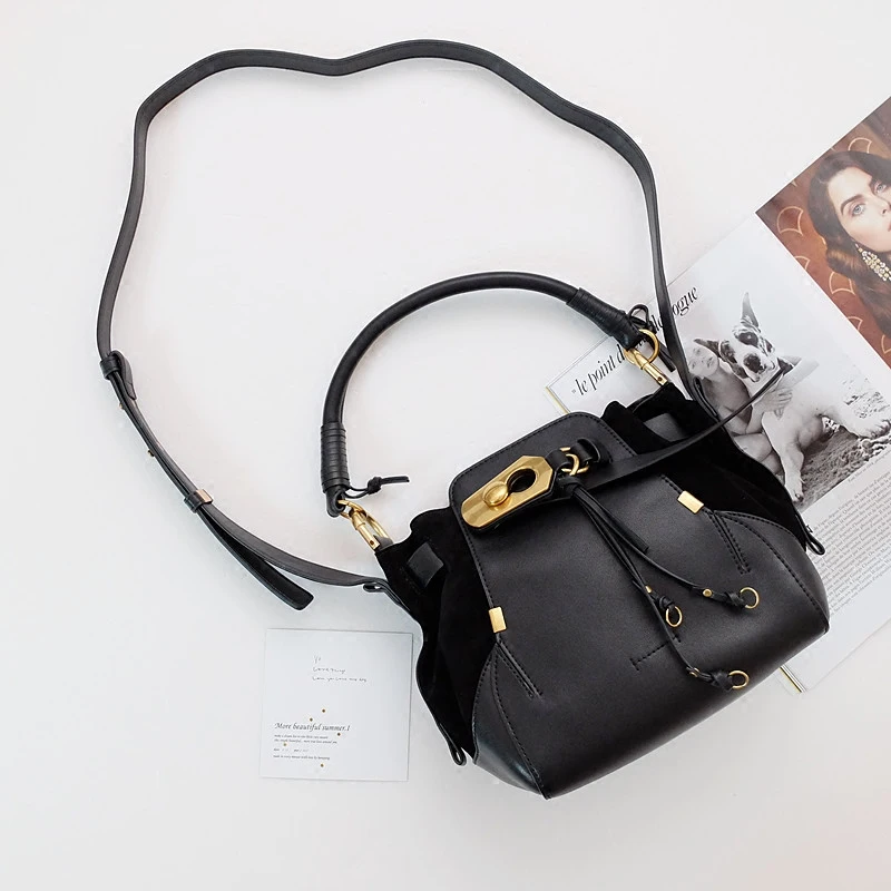 2017 зима ретро Стиль Для женщин сумка мешок мини Настоящая кожа леди Вязание ручка