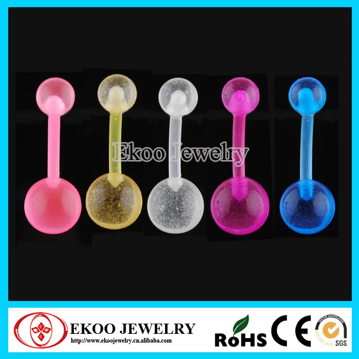 Bio Plastic Glow in the Dark Belly Ring with Acrylic Ball Body Piercing Jewelry |