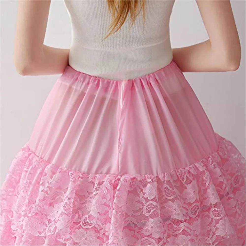 Модная Пышная юбка американка из 9 слоев розового кружева очень Пышное Бальное