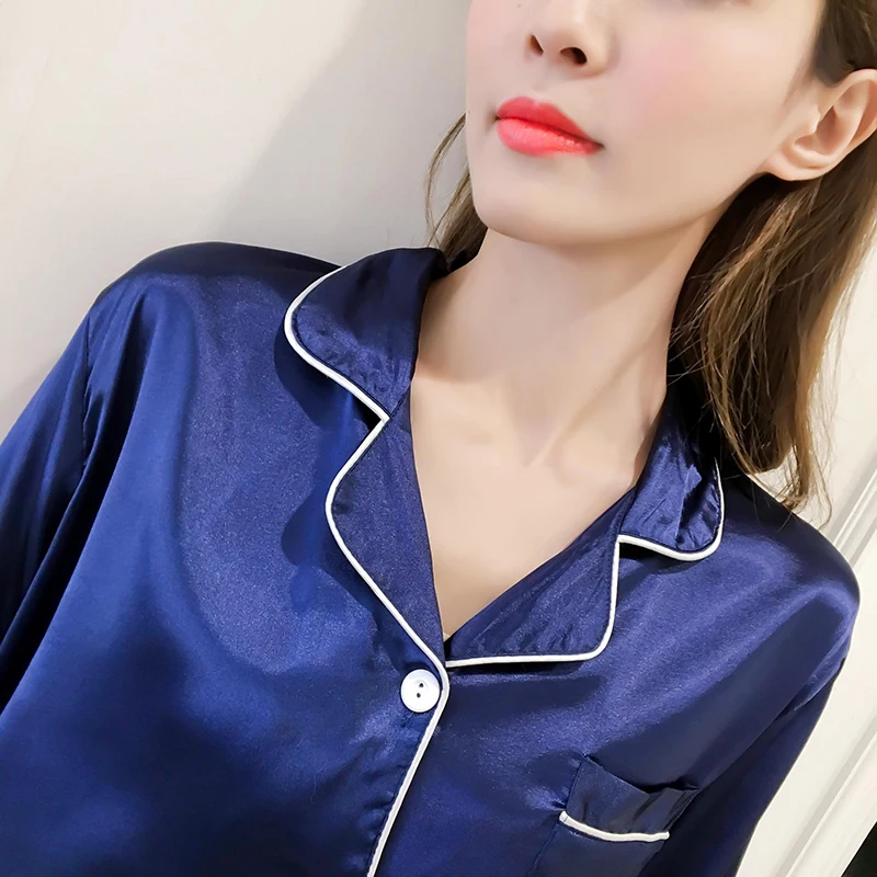 Весна Pijama шелк мягкий Женское ночное белье Комплект из двух предметов с кошелек