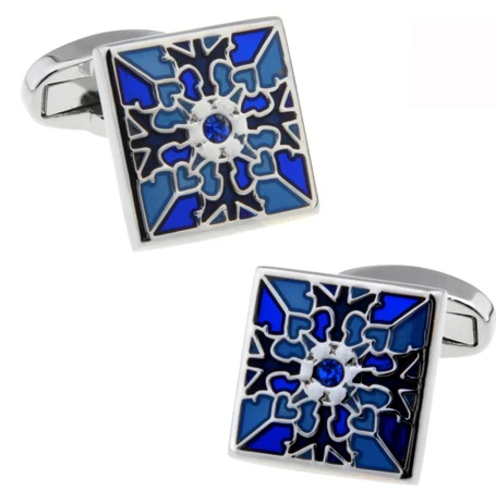 Мужские Запонки iGame Синие запонки из меди в стиле ретро с квадратной резьбой и