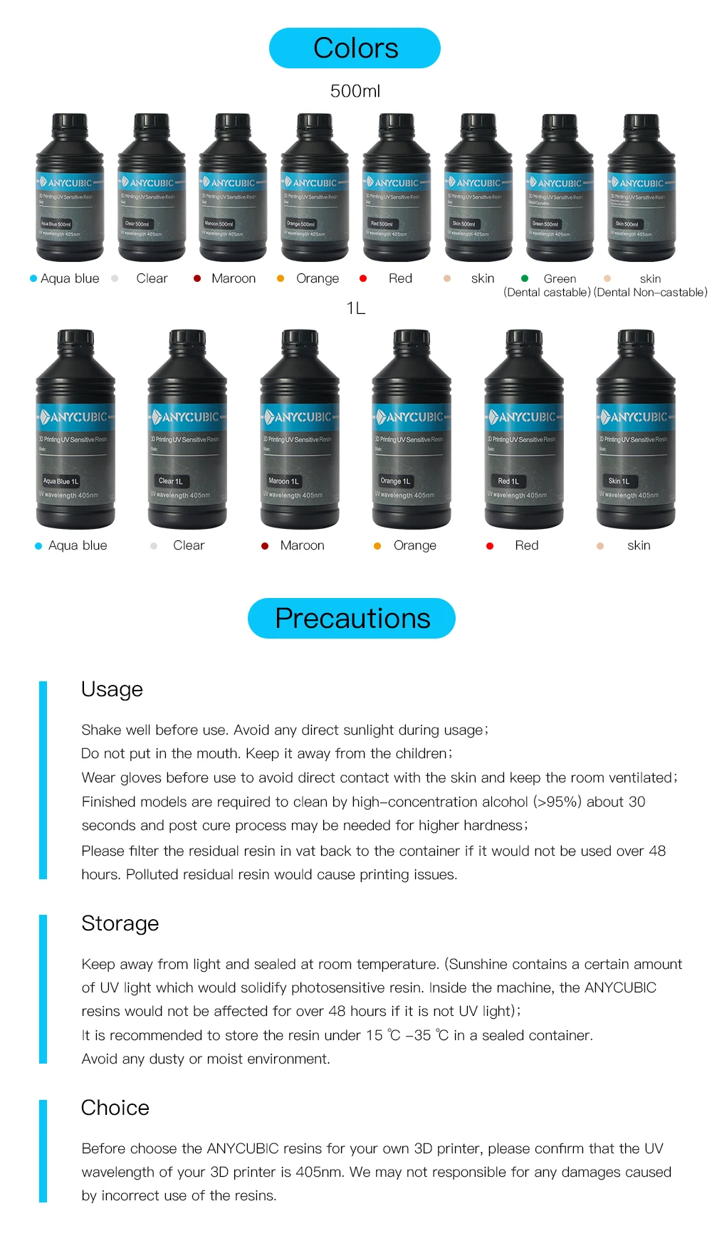 ANYCUBIC 405nm полимер стоматологический неотличимый материал для печати кожи SLA 3d Принтер lcd чувствительный УФ смола для фотонов 3d принтер