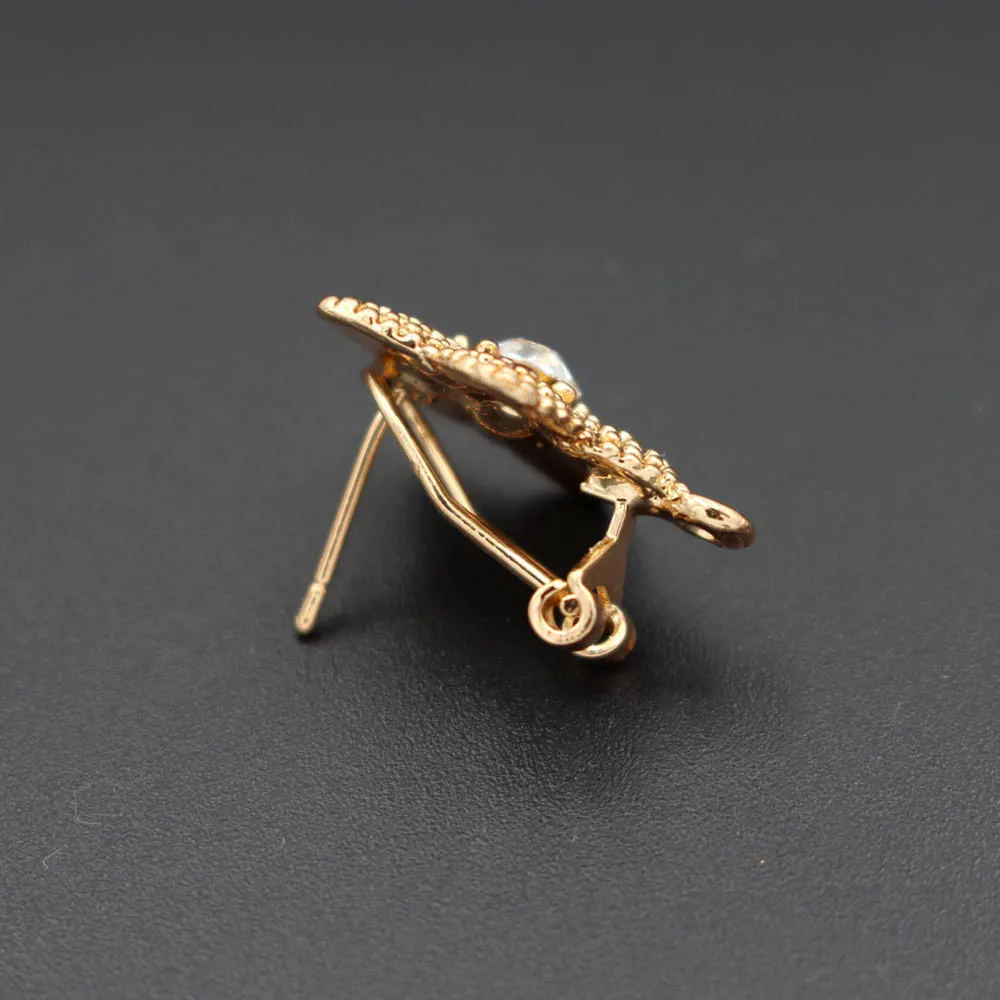 African Earrings Post Loop Connectors Star Paved CZ Nigerian Chile Women Wedding Jewelry Ear Clip Clasps Earring Findings DIY | Украшения и