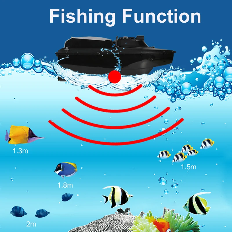 

JABO 2BD 20A 10A RC Bait Boat Fishing Finder fish-tempting lights & backward metal blade cover Water depth detecting with bag