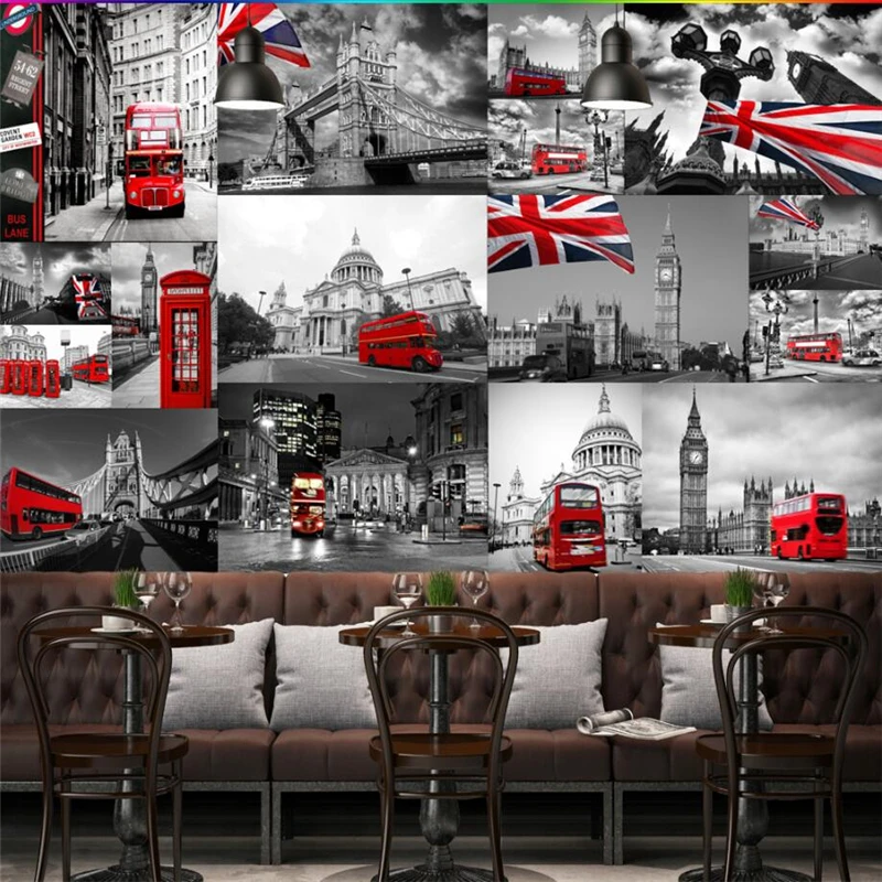3d обои на заказ европейский стиль вид по улице английский башня мост автобус