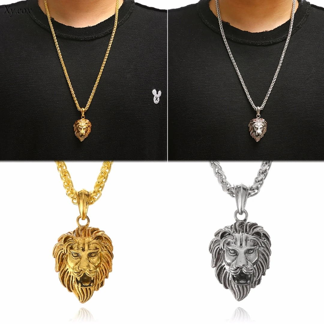 Мужская подвеска из нержавеющей стали светящаяся в темноте голова льва|Ожерелья