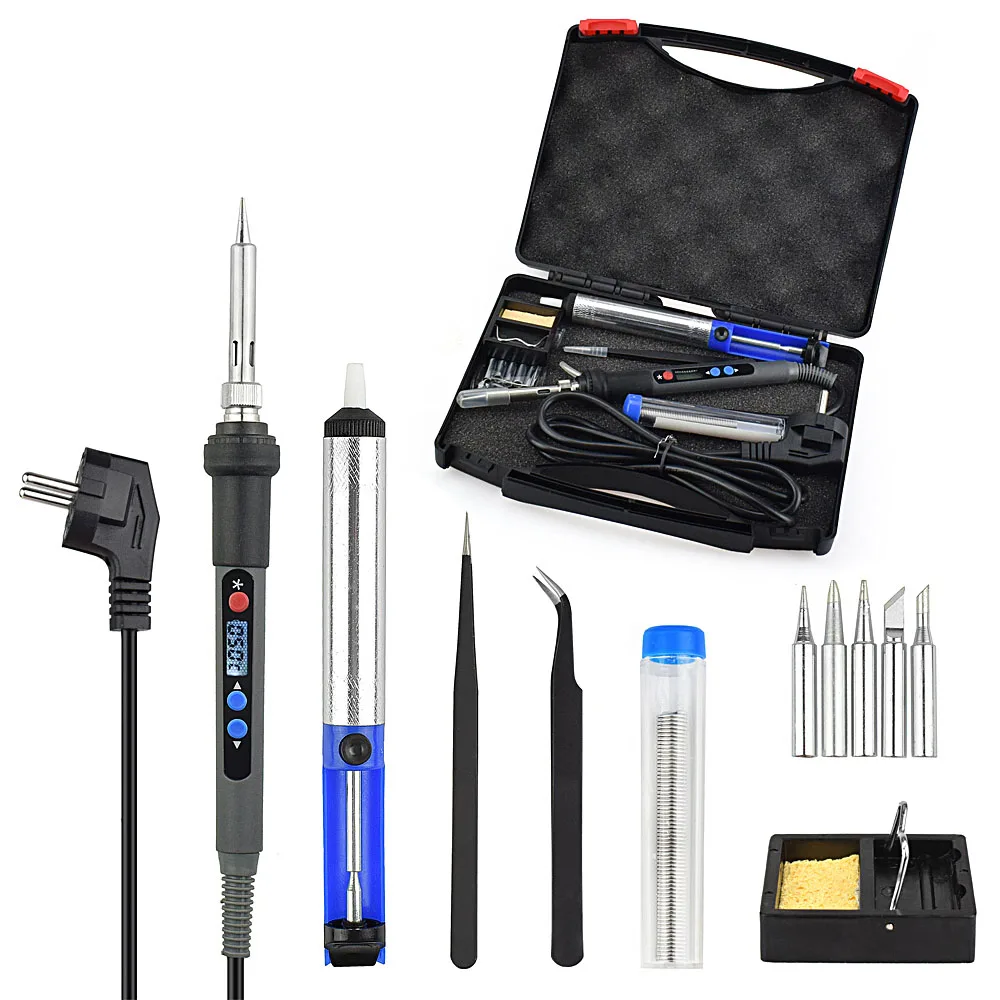 PX-988BOX Набор паяльников Toolour US/EU 110 В/220 В 90 Вт с пинцетом наконечник насоса для распайки Оловянная проволока железный каркас для ремонта сварочного инструмента - Цвет: PX-988BOX