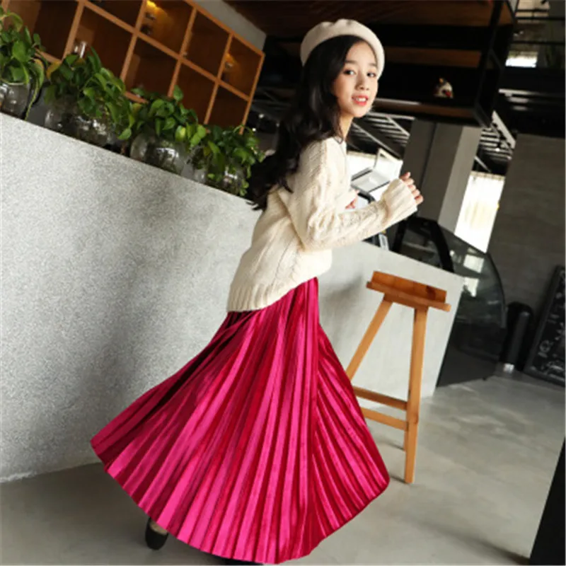 Осень зима 2019 бархатная юбка для девочек с высокой талией обтягивающие длинные