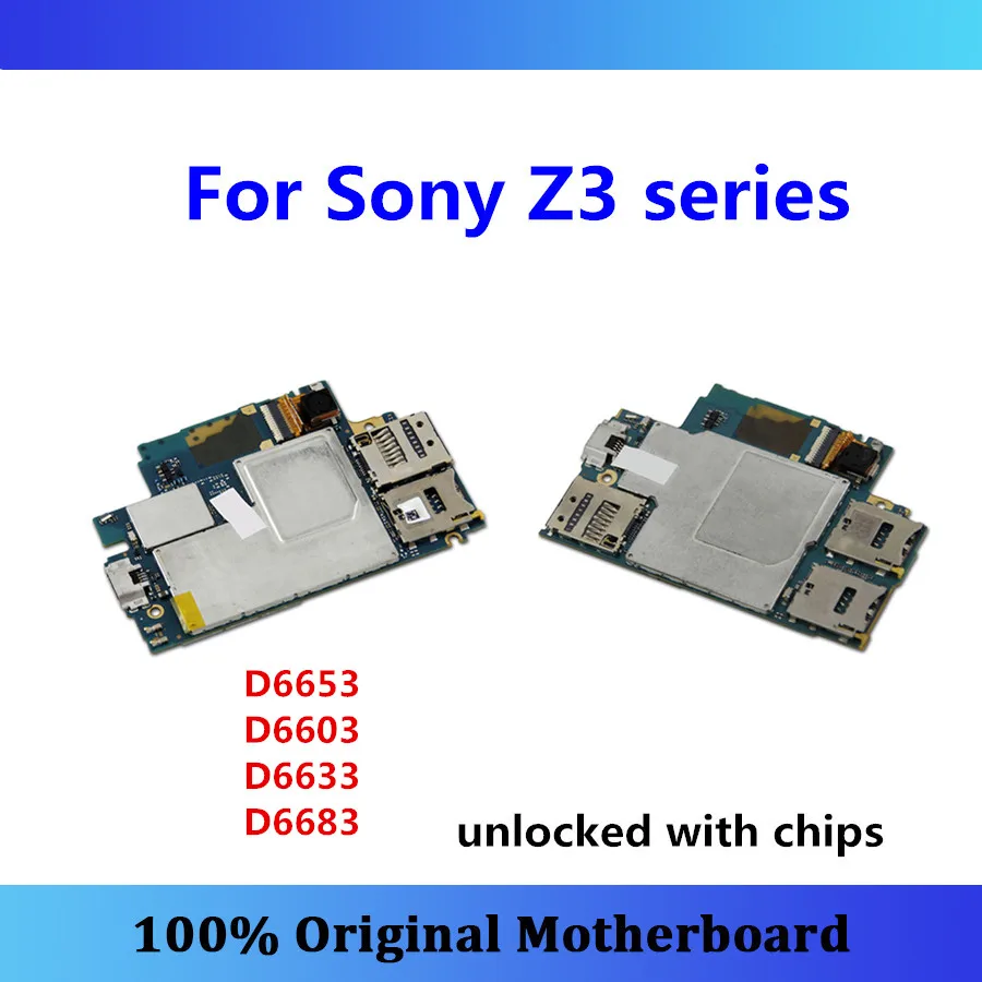 Оригинальная материнская плата разблокирована для sony Xperia Z3 series Материнская плата с чипами материнская плата D6653/D6603/D6633/D6683 материнская плата MB