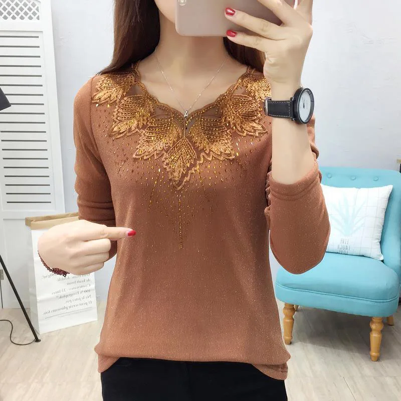 

Свитер женский трикотажный, с длинным рукавом, кружевной, DD2255
