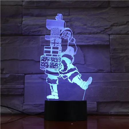 Рождественский 3D лампа USB ночник Санта Клаус светодиодный RGB освещения Luminaria стол Дети Рождественские подарки домашние декоративные AS1611
