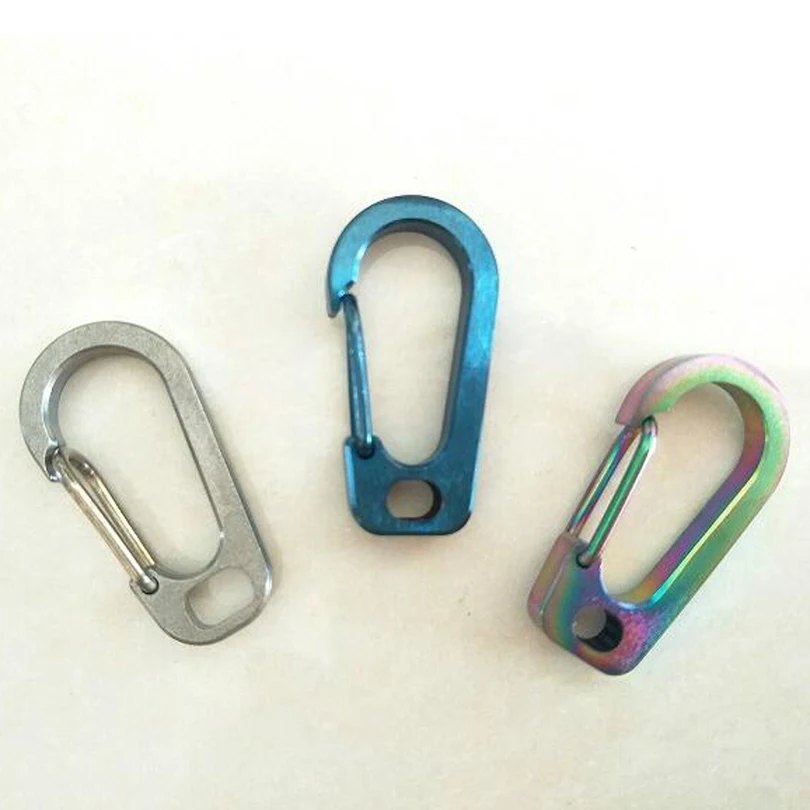 

100% TC4 Titanium Mini High Loading-bearing Carabiner Outdoor Camping Hook keychain Quick Release Buckle EDC Tool FW204