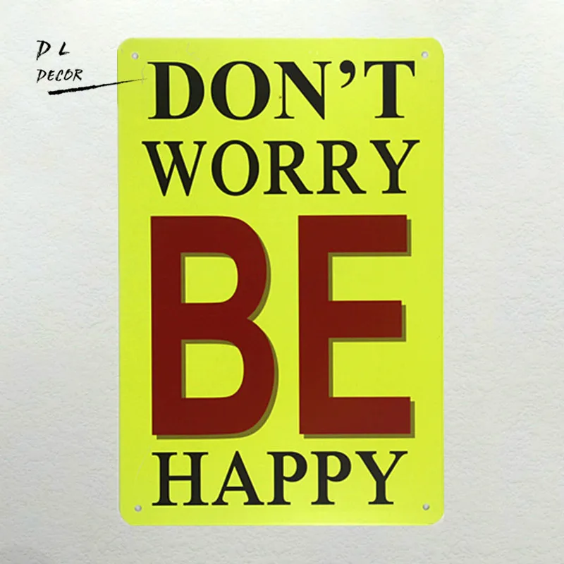 DL &quotне волнуйтесь быть счастливым&quot жестяная вывеска один самолет