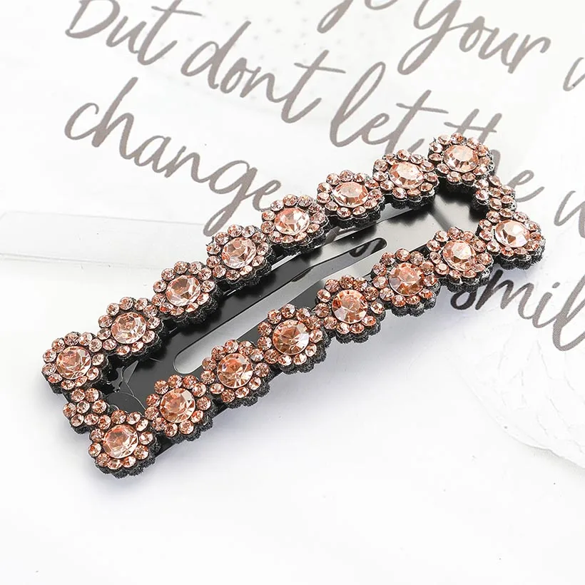 H LEVAO корейский прямоугольник кристалл Rhineston заколки для волос для женщин милые заколки шпильки для волос для девочек аксессуары для волос головной убор - Цвет: H