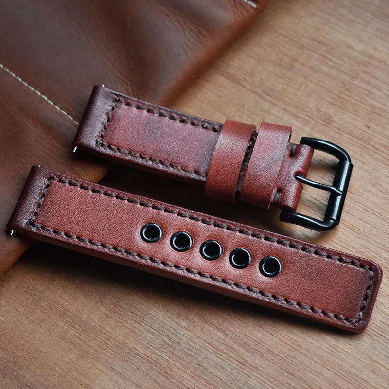 Onthelevel New Watch Strap 18mm 20mm 22mm 24mm High Quality Genuine Leather Watchband Red Black Blue Wrist Belt Bracelet #D