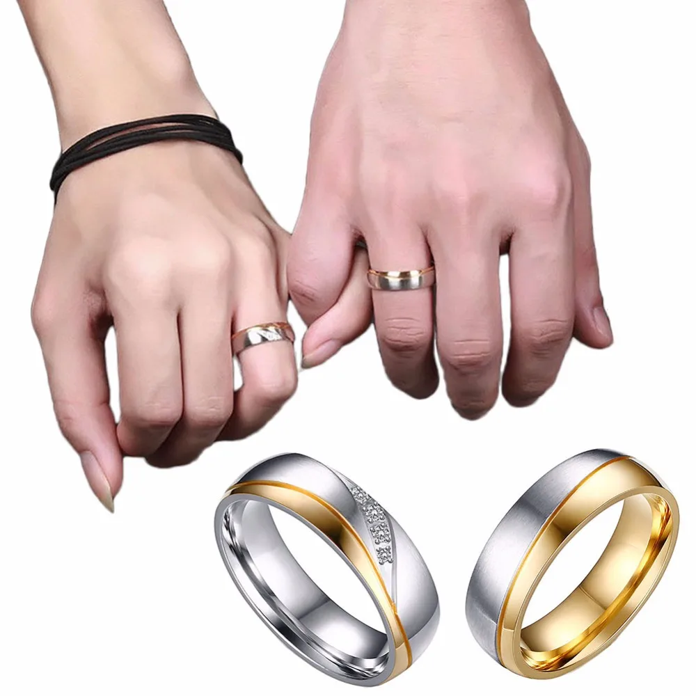Новое модное Золотое кольцо из нержавеющей стали с цирконием для мужчин/женщин