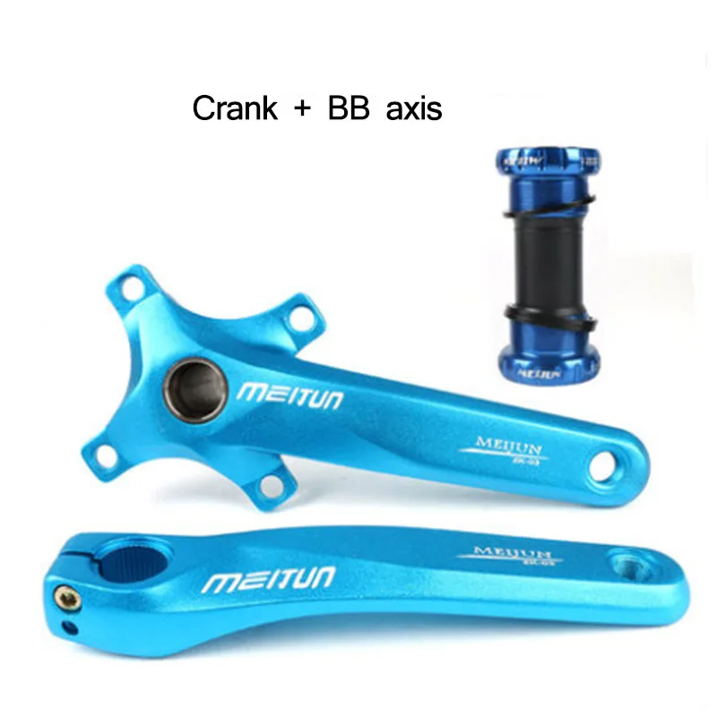 Blue crank and axis Meijun горный велосипед, винт из алюминиевого сплава, полый цельный односкоростной звездочка, 36 т зубной диск, велосипедные фитинги BCD104 - Цвет: Blue crank and axis