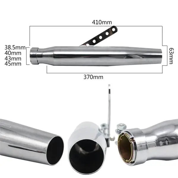 1pcs left silver Alconstar-мотоциклетный глушитель старинная выхлопная труба без шнуровки для Harley M800 1200 на заказ XL883 FAT BOY Racing - Цвет: 1pcs left silver