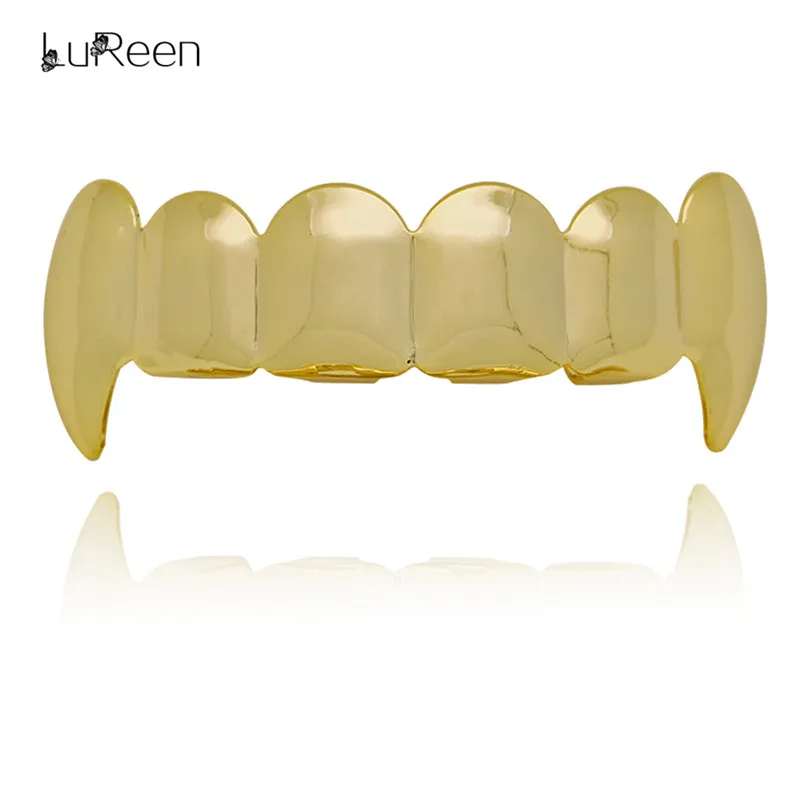 LuReen золотые зубы Grillz Топ& Botom зуб грили стоматологический Хэллоуин Клык вампир зубы шапки вечерние украшения для тела XHYT1076