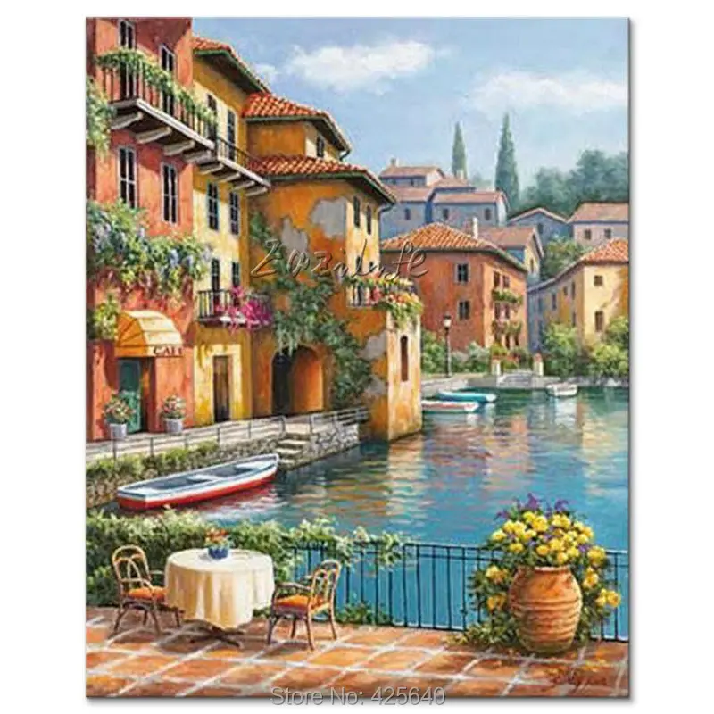 Ручная роспись средиземноморских морских пейзажей картина для гостиной