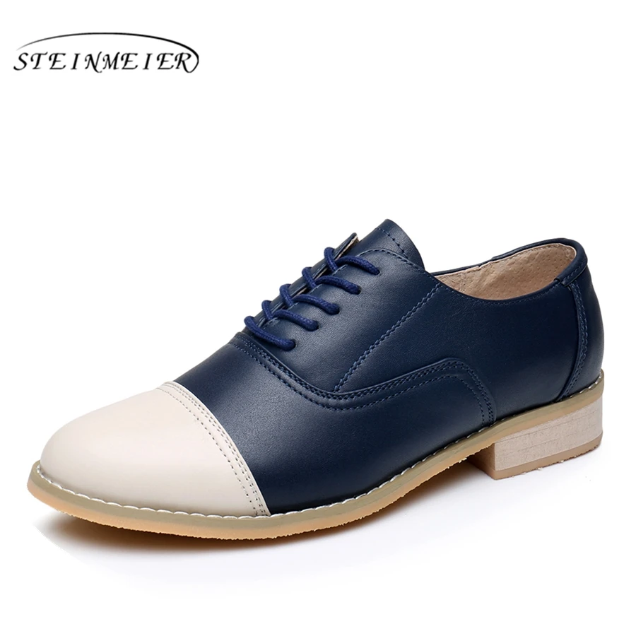 Оксфорды из натуральной кожи дизайнерские винтажные туфли на плоской подошве