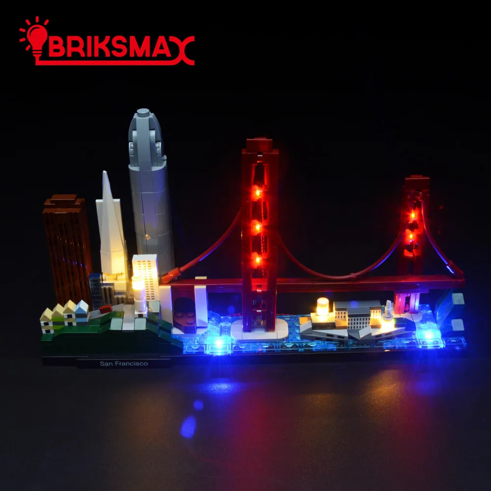 BriksMax Led Light Up Комплект для архитектурных строительных блоков Сан-Франсиско, совместимых с 21043(не включает модель