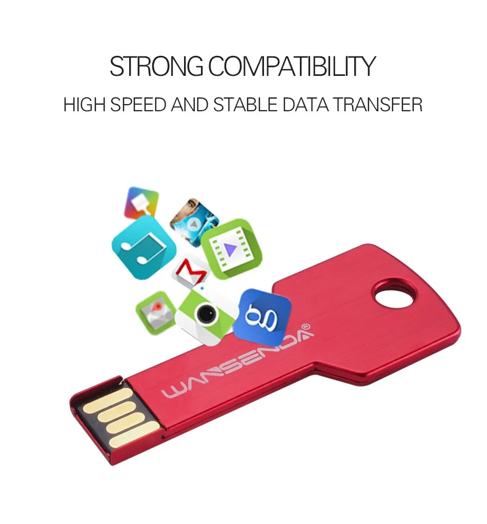 Wansenda многоцветная металлическая usb-флешка 16 ГБ 32 ГБ 64 Гб флешки 4 ГБ 8 ГБ USB 2,0 Флешка карта памяти