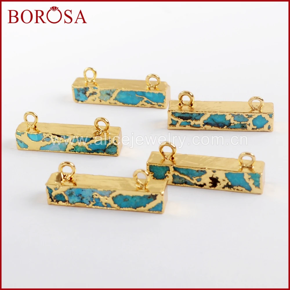 BOROSA 5/10 шт Золотой Цвет Медь натуральная бирюза соединитель Новый Бирюзовый