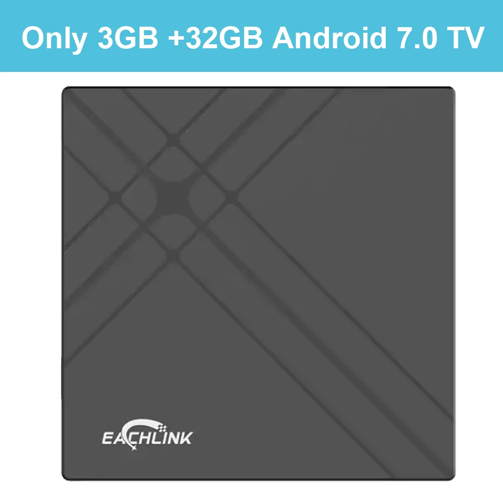 Only 3GB 32GB Мини ТВ приставка EACHLINK H6 Android 7,0 Allwinner H6 3GB+ 32GB 2,4G WiFi 100Mbps USB3.0 BT4.1 Поддержка 6K HD Смарт ТВ приставка PK X96 - Цвет: Only 3GB 32GB