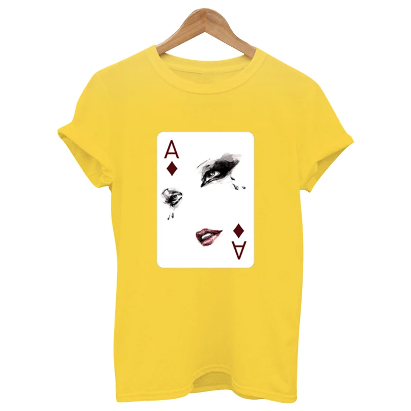 Женская хлопковая Футболка с принтом poker розовая футболка коротким рукавом