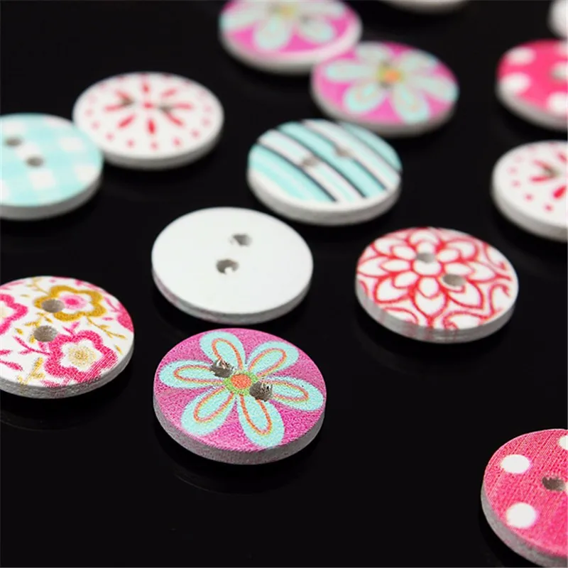 100pcs/lot N Circular Button Random Mix Wooden Dyed Buttons Manual DIY Sewing Supplies Craft Scrapbook Accessories | Дом и сад