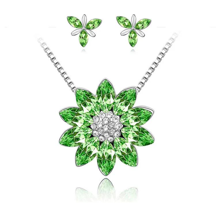 Женский ювелирный комплект из колье и серёг с кристаллами|crystal jewelry set|brand setsdesigner set