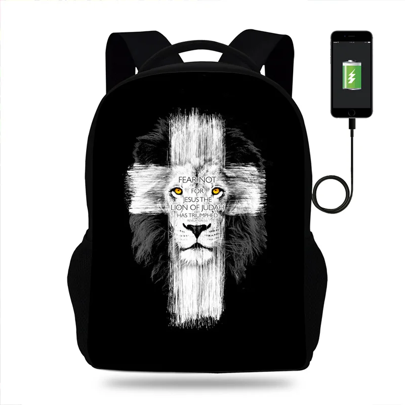 Иисус Христос христианский крест лев дизайн рюкзак школьный студенческий