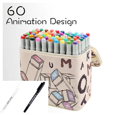 60Animation design Touchmark 30/40/60 Цвет Dual Head набор маркеров для живописи алкоголя эскиз Маркеры Ручка для искусства раскрашивания манга дизайн Art Поставщик кисти - Цвет: 60Animation design