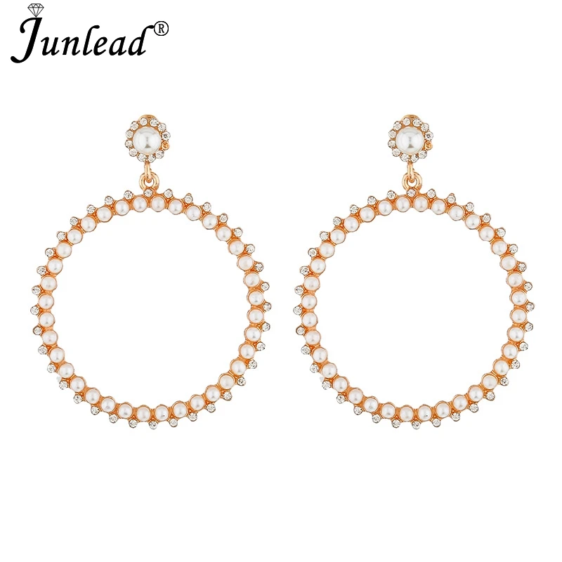 Junlead модные Стиль Boho себе Роскошные хрустальные серьги круглый жемчуг падение