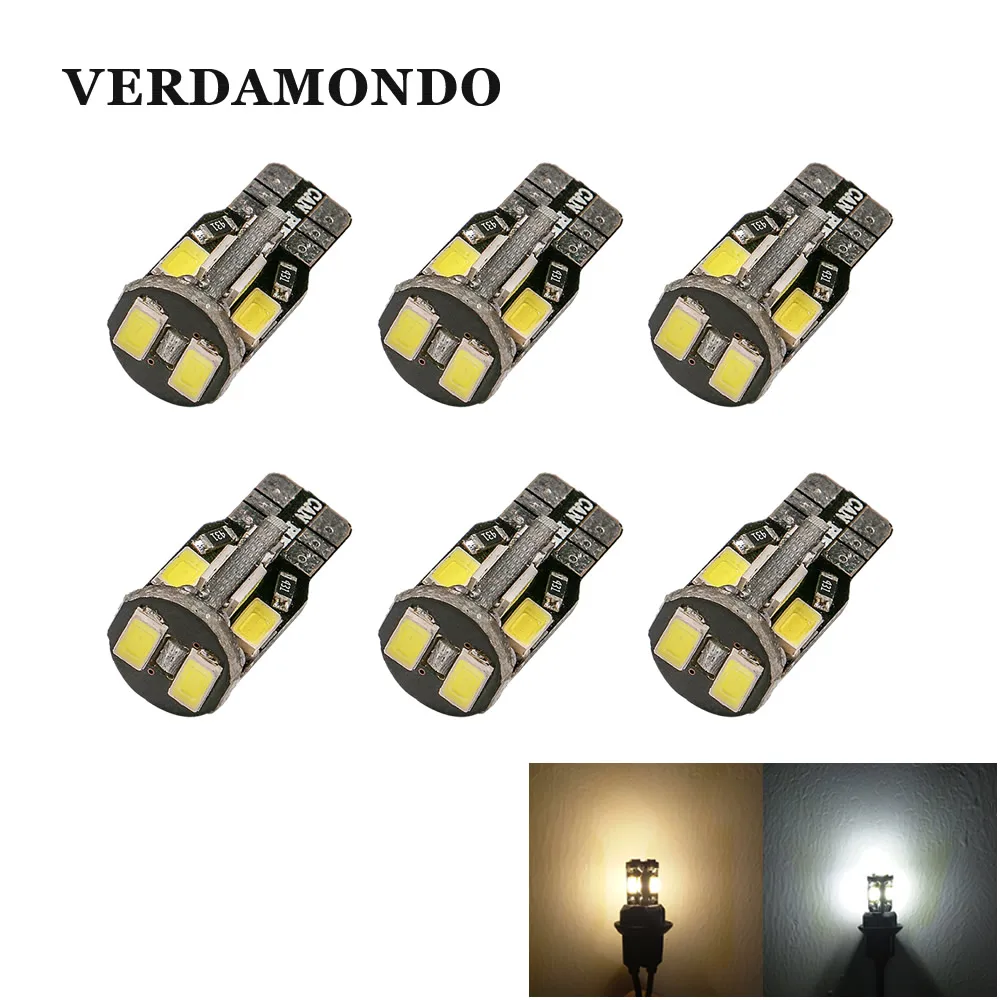 6 шт. Автомобильная W5W T10 Canbus Светодиодная Лампочка 5730 5630 SMD для боковых габаритных