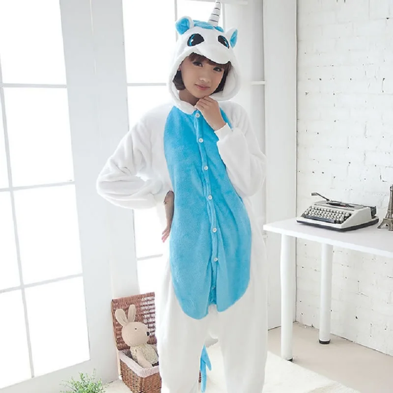 для взрослых единорог пижама зима круглый шея косплей задавать onesie комбинезоны
