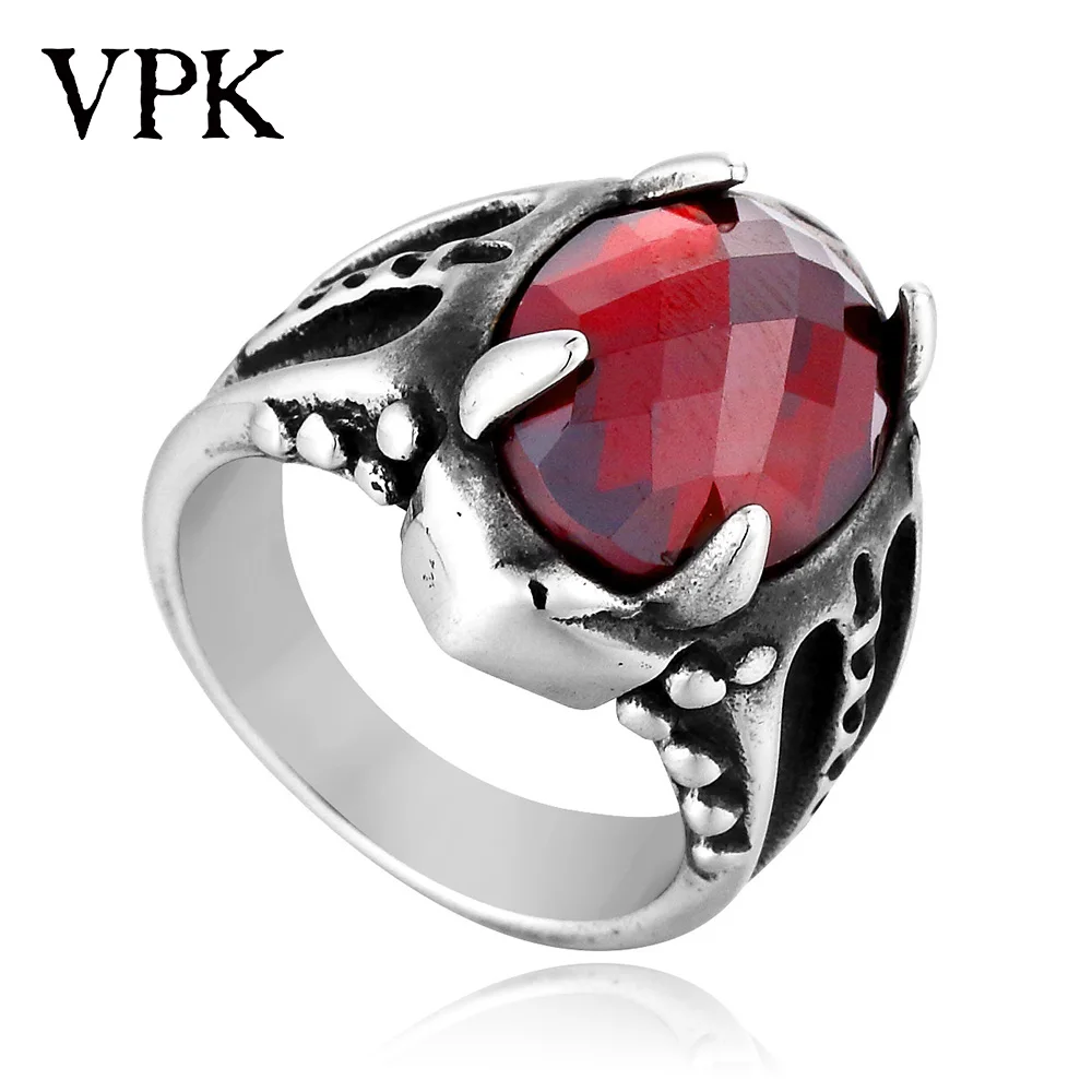 Кольцо из титановой стали VPK nobles Винтажное кольцо с красным камнем | Украшения и