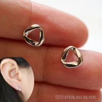 fashion triangle tiny earrings silver 925 small triangle stud earring for girl female s925 sterling silver earings jewelry
