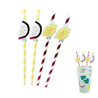 10PCS cartoon fruit 3D фруктовый коктейльный зонтик фрукты Фламинго улей красные губы борода Питьевая солома Гавайская Рождественская вечеринка подвязка для невесты Бар паба - Цвет: 10PCS cartoon fruit
