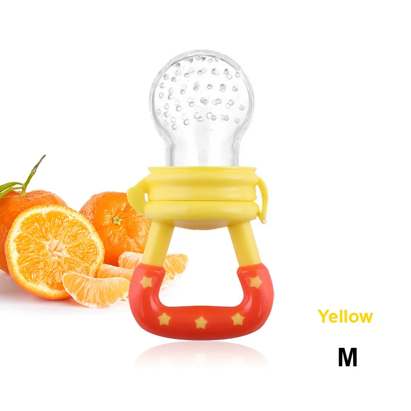 Nipple Yellow M Новинка, силиконовая детская соска, держатель для соски, соска для малышей, Детская соска, кормушка для фруктов, еда, Ниблер, пустышка для кормления ребенка - Цвет: Nipple Yellow M