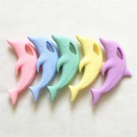 chenkai 5pcs bpa free silicone dolphin teether baby shower pacifier dummy pendant nursing jewelry diy sensory toy candy color